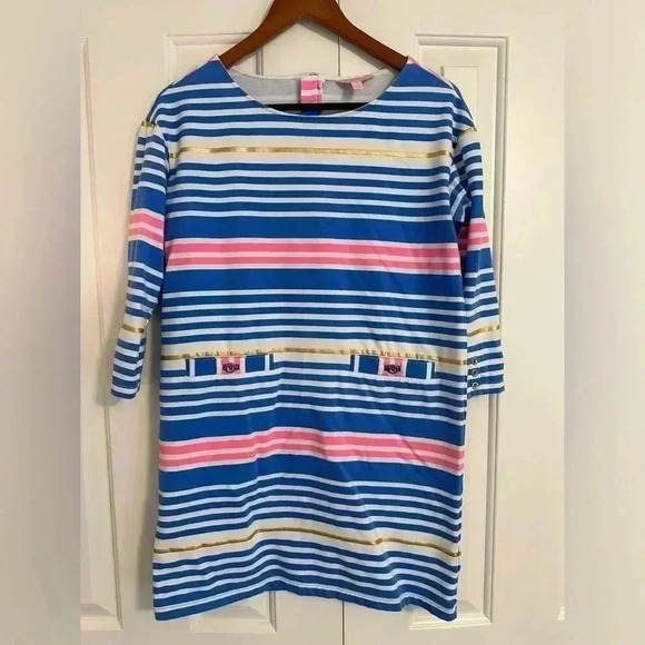 Lilly Pulitzer Lena Dress Lapis Blue Tiki Stripe Size Small - Picture 1 of 12